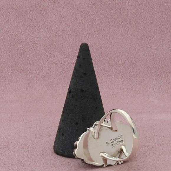 navajo sterling silver evelyn spencer vintage braided turquoise ring size 9 - Picture 3 of 3